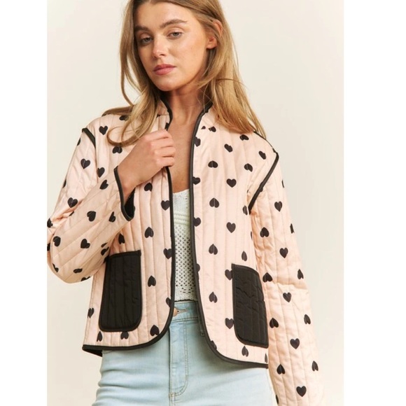QUILTED HEART LIGHTWEIGHT OPEN PUFFER JACKET SIZE LARGE PINK BLACK - Picture 7 of 16